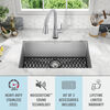Lavabo de cocina con un receptáculo de acero inoxidable de 30" de montaje bajo encimera con accesorios